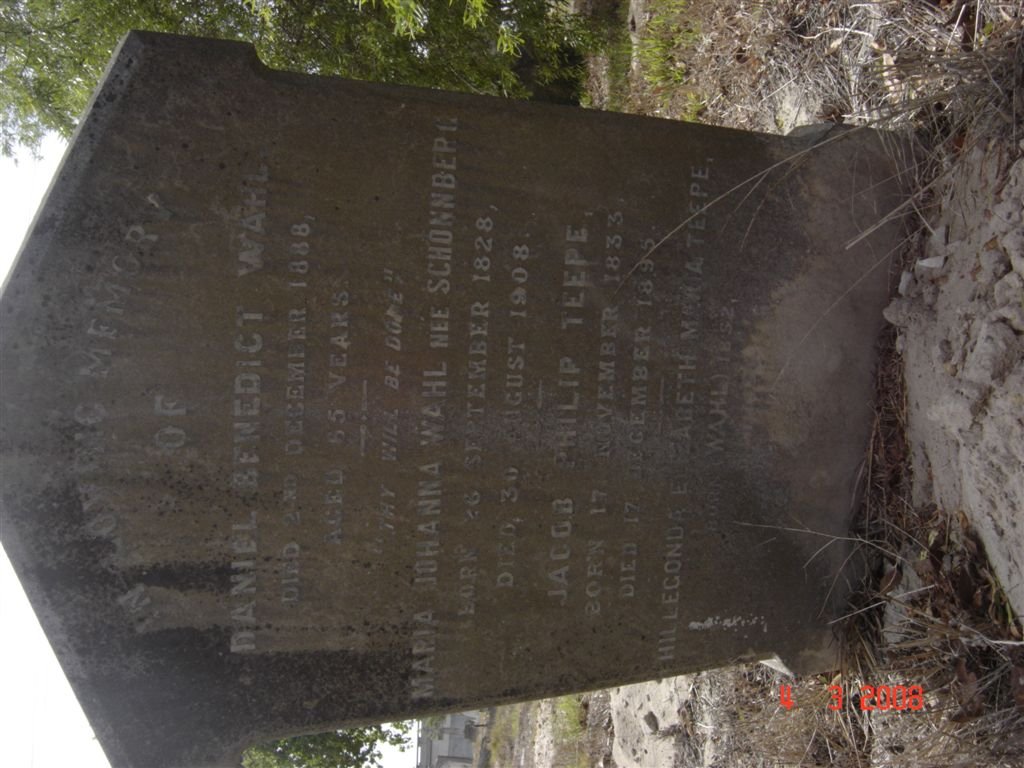 WAHL Daniel Benedict -1888 &amp; Maria Johanna SCHONNBERG 1828-1908