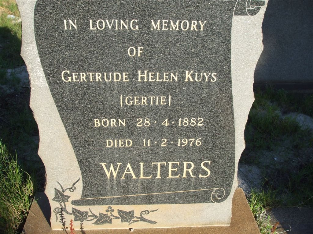 WALTER Gertrude Helen Kuys 1882-1976