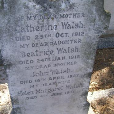 WALSH Catherine 1912 :: WALSH Beatrice -1918 ::  WALSH John -1927 :: WALSH Helen Margaret -1931