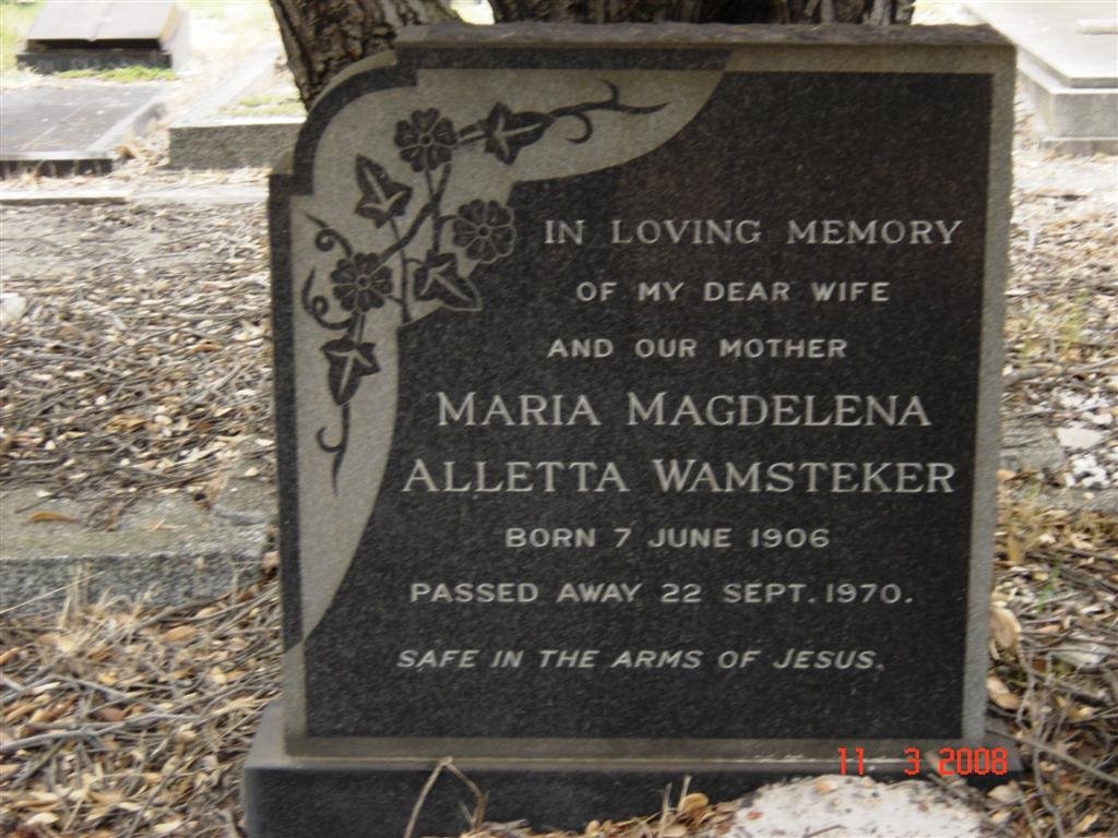 WAMSTEKER Maria Magdalena Aletta 1906-1970