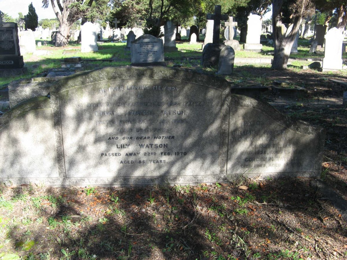 WATSON George Arindel -1945 &amp; Lily -1970 :: TAYLOR William H. -1916 :: TAYLOR Clara -1932 :: TAYLOR Gordon K. -1945