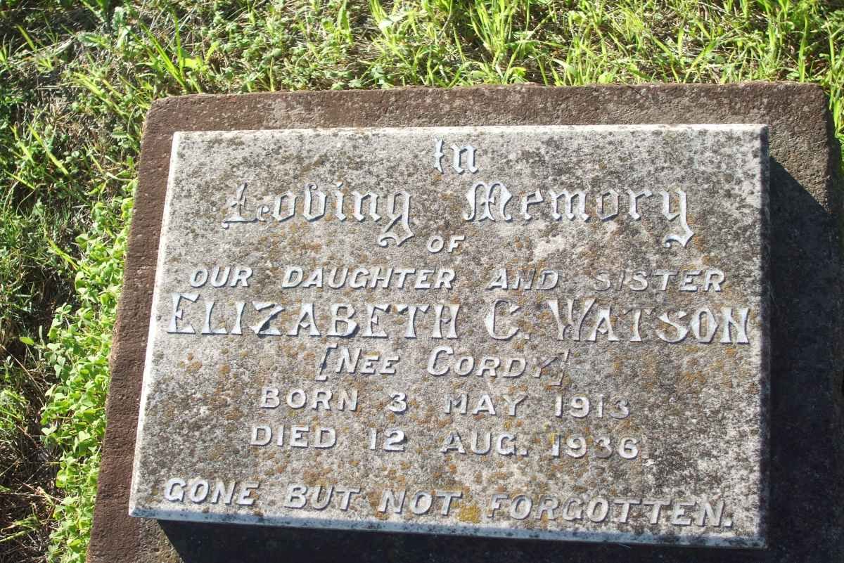 WATSON Elizabeth C. nee CORDY 1913-1936