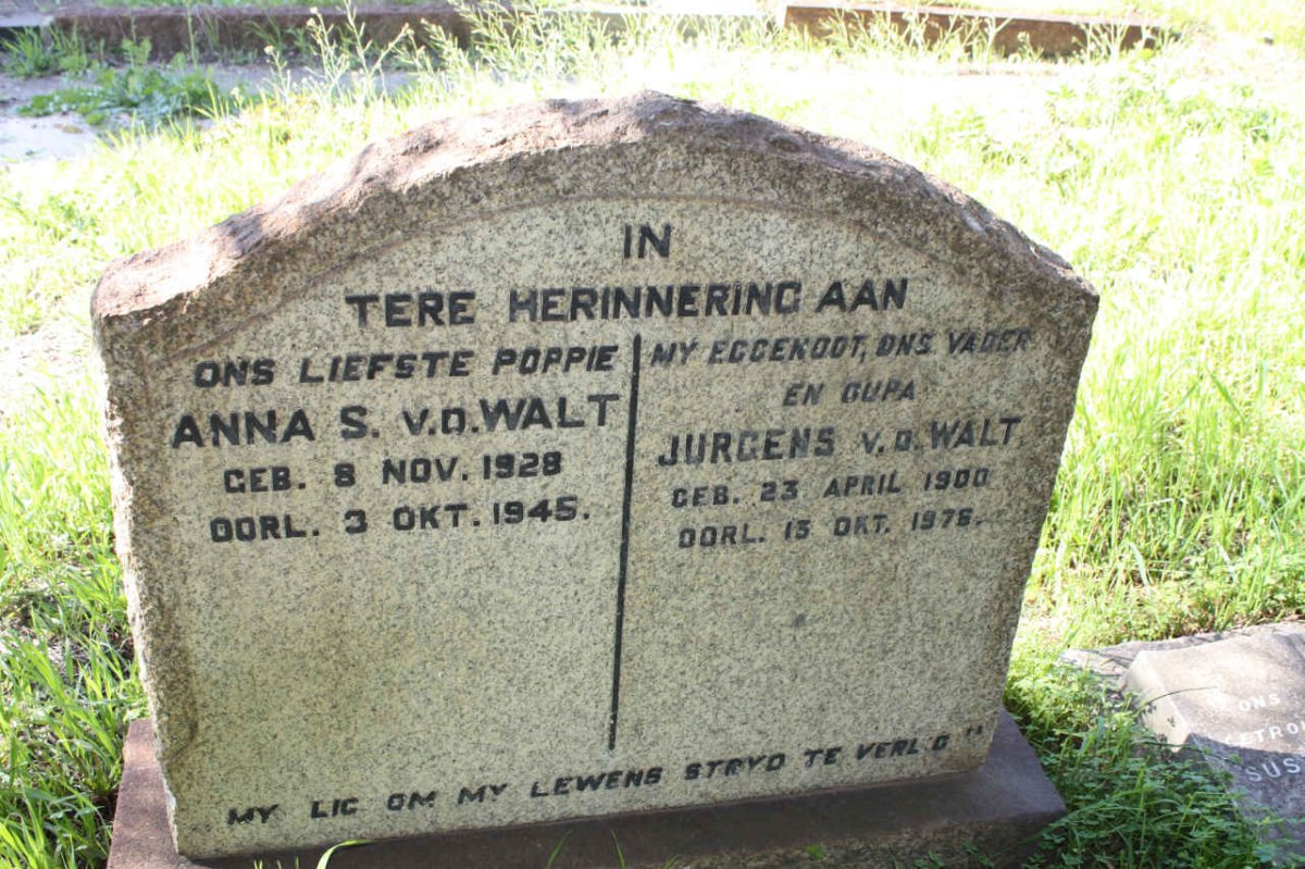 WALT Jurgens, v.d. 1900-1976 &amp; Anna S. 1928-1945