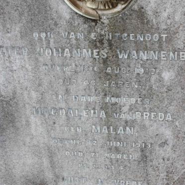 WANNENBURG Peter Johannes -1910 :: VAN BREDA Magdalena nee MALAN -1913