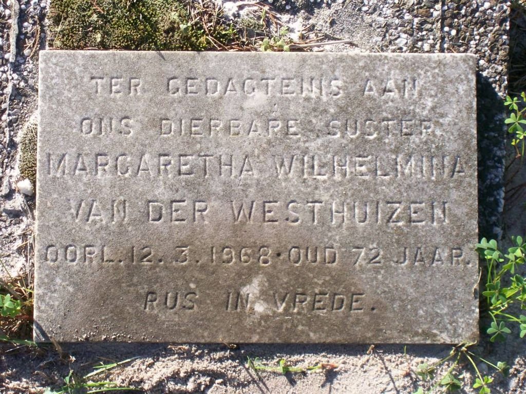 WESTHUIZEN Margaretha Wilhelmina, van der -1968