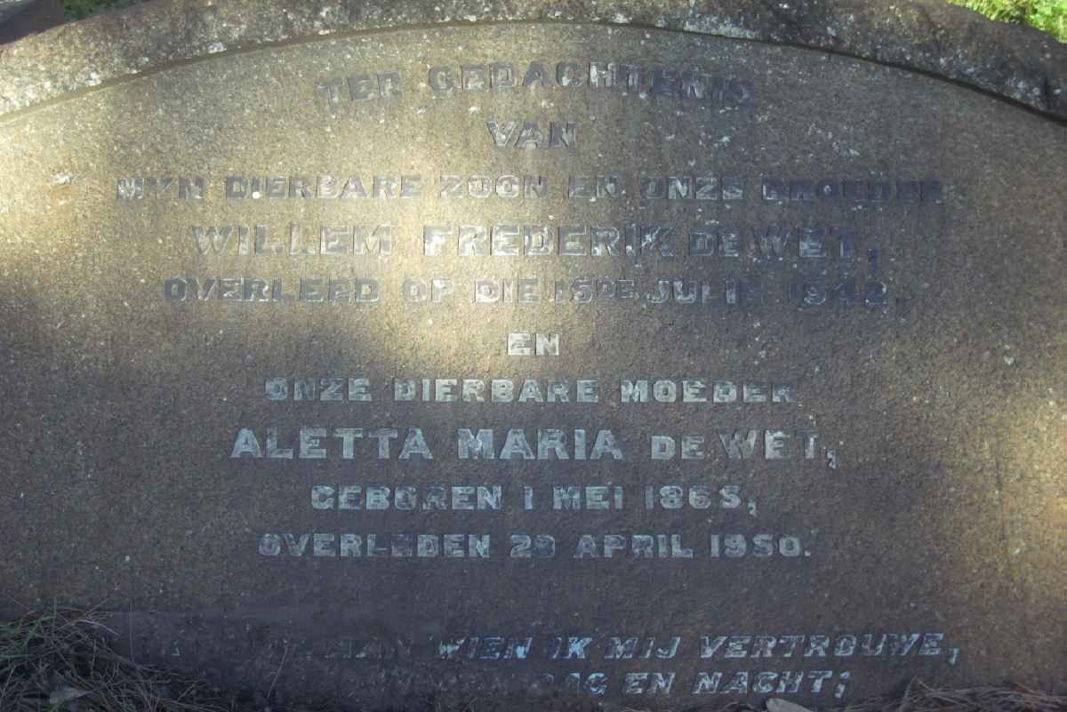 WET Willem Frederik, de -1942 &amp; Aletta Maria 1865-1950