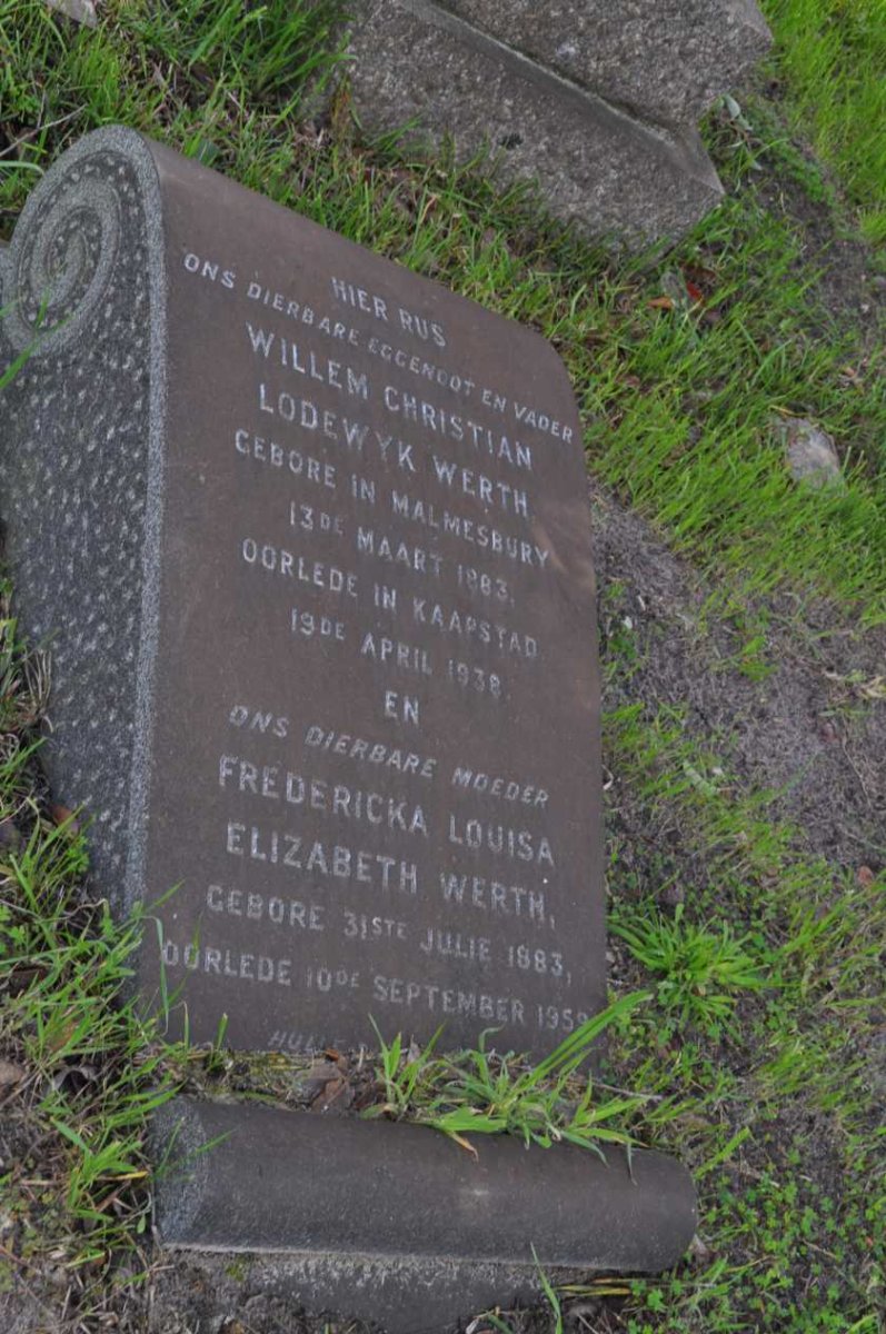WERTH Willem Christian Lodewyk 1883-1938 &amp; Fredericka Louisa Elizabeth 1883-1959