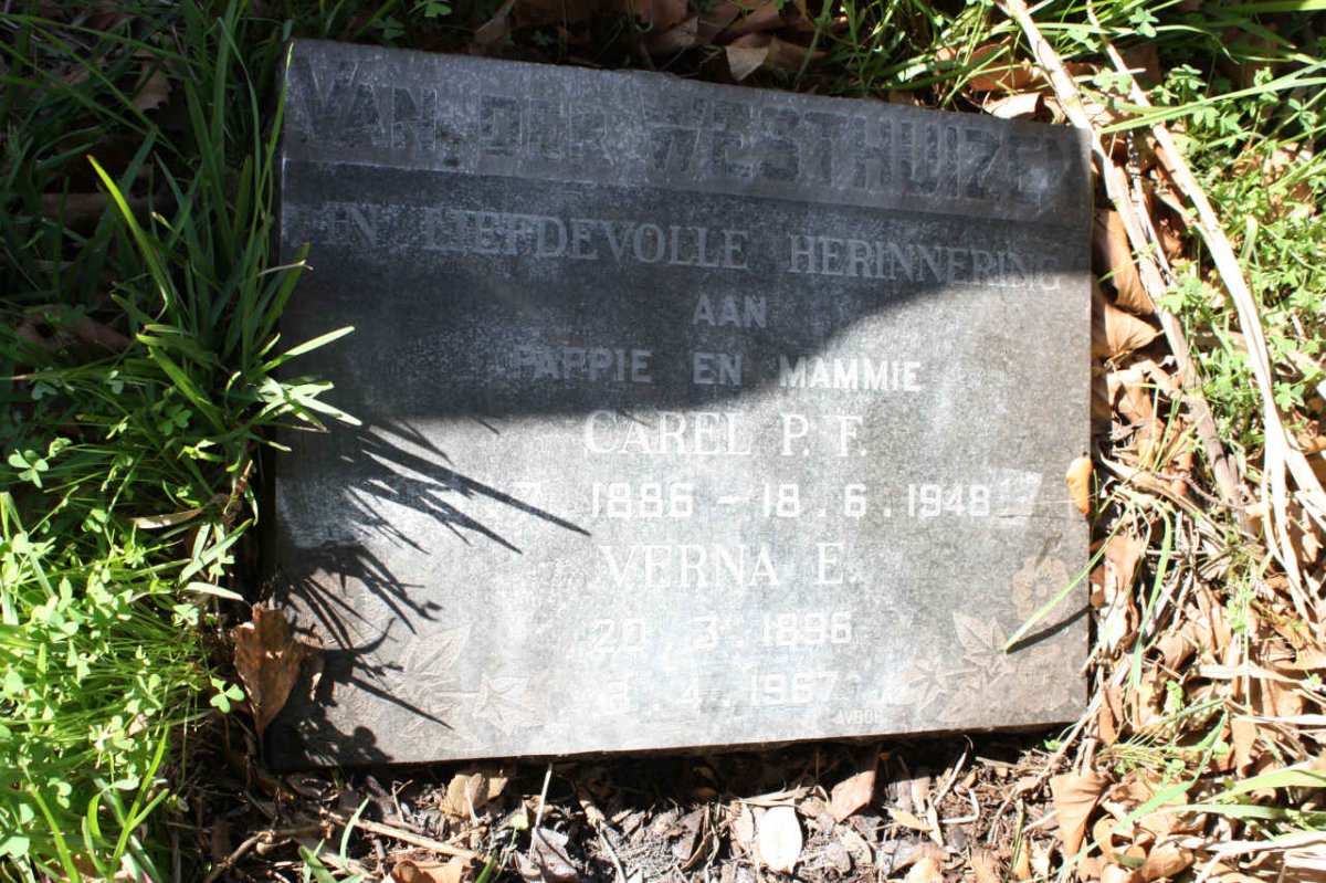 WESTHUIZEN Carel P.F., van der 1886-1948 &amp; Verna E. 1886-1967