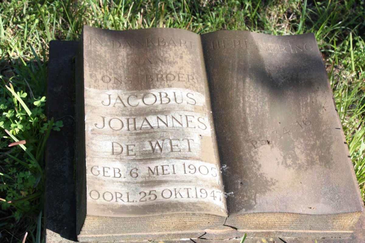 WET Jacobus Johannes, de 1905-1947