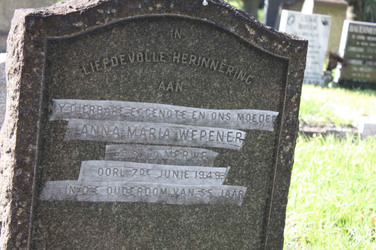 WEPENER Anna Maria nee V.D. MERWE -1949