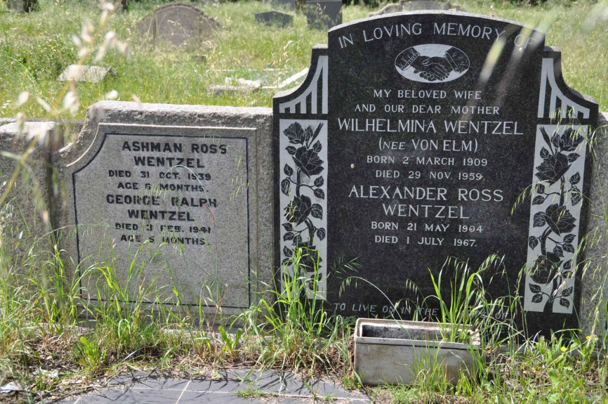 WENTZEL Alexander Ross 1904-1967 &amp; Wilhelmina VON ELM 1909-1959 :: WENTZEL Ashman Ross  -1939 :: WENTZEL George Ralph -1941