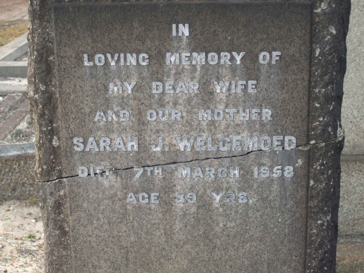 WELGEMOED Sarah J. -1958