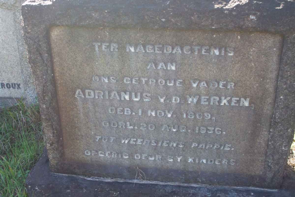 WERKEN Adrianus, v.d. 1869-1936