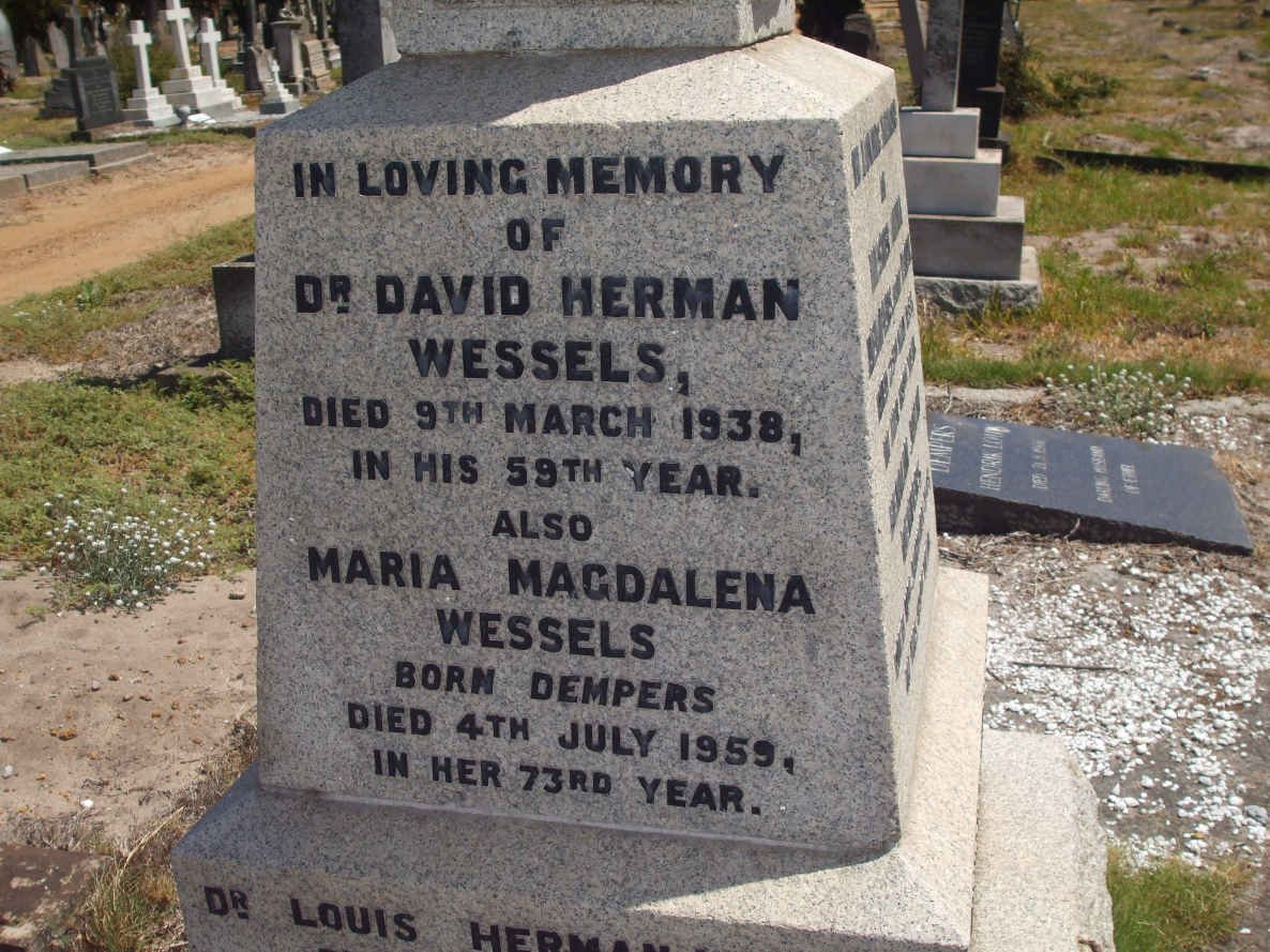 WESSELS David Herman -1938 &amp; Maria Magdalena DEMPERS -1959