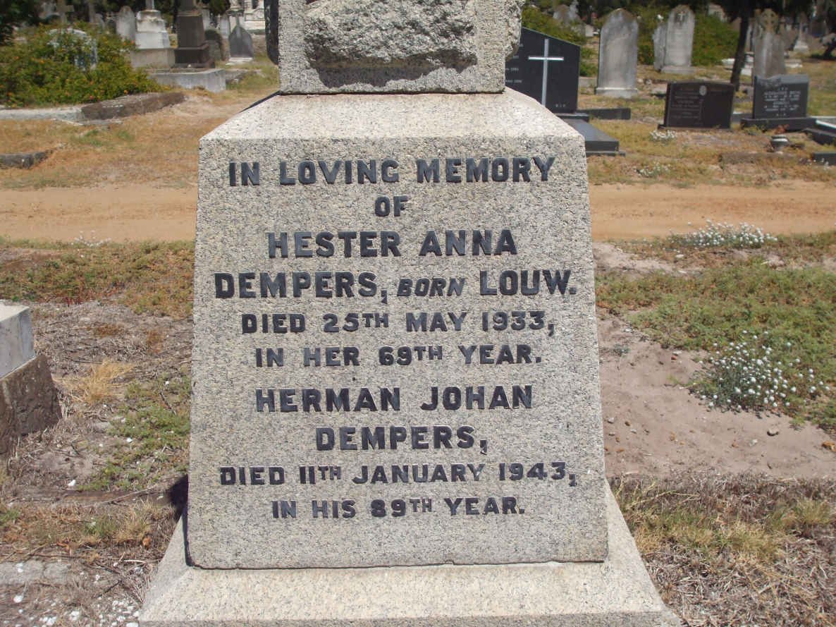 DEMPERS Herman Johan -1943 &amp; Hester Anna LOUW -1933