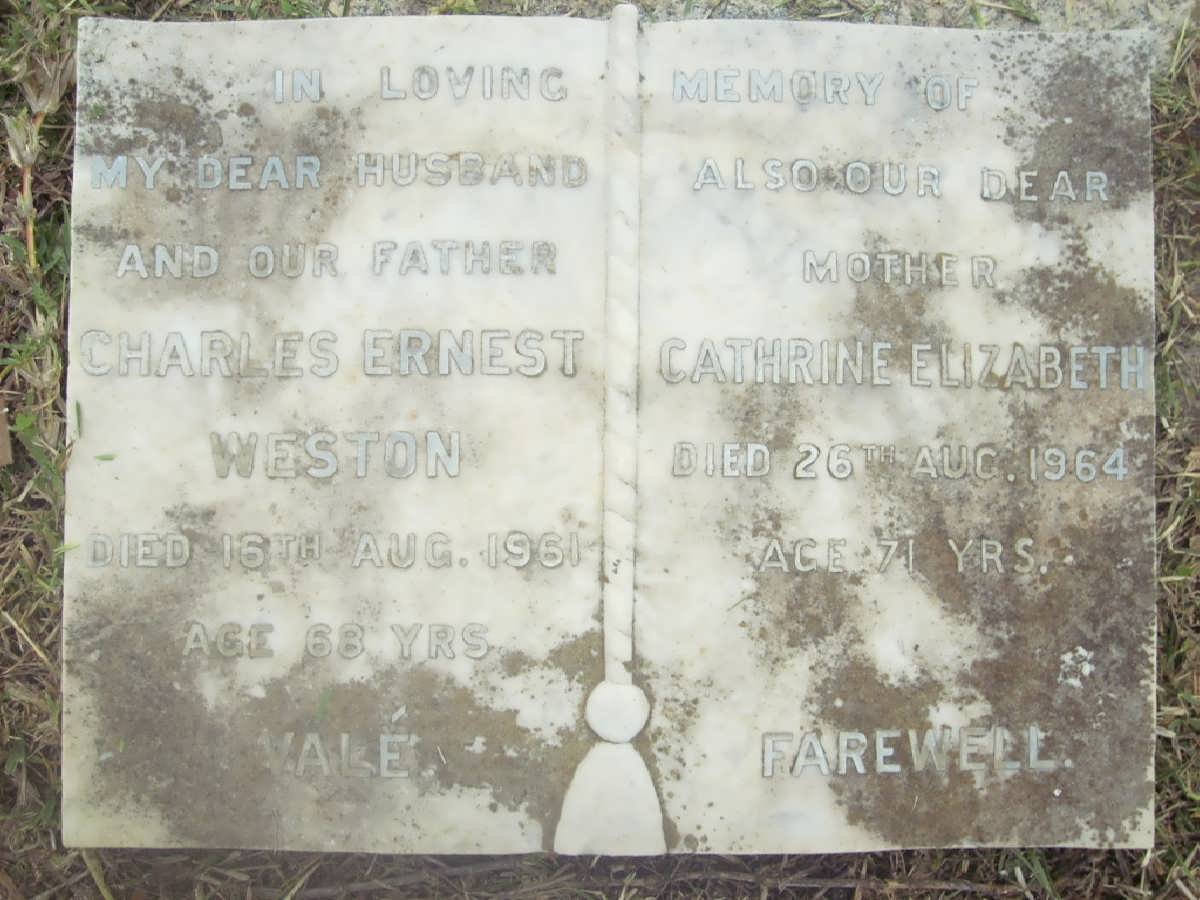 WESTON Charles Ernest -1961 &amp; Cathrine Elizabeth -1964