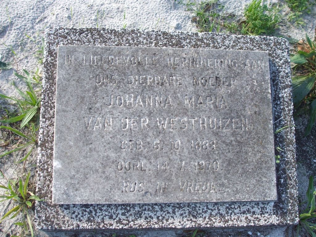 WESTHUIZEN Johanna Maria, van der 1883-1970