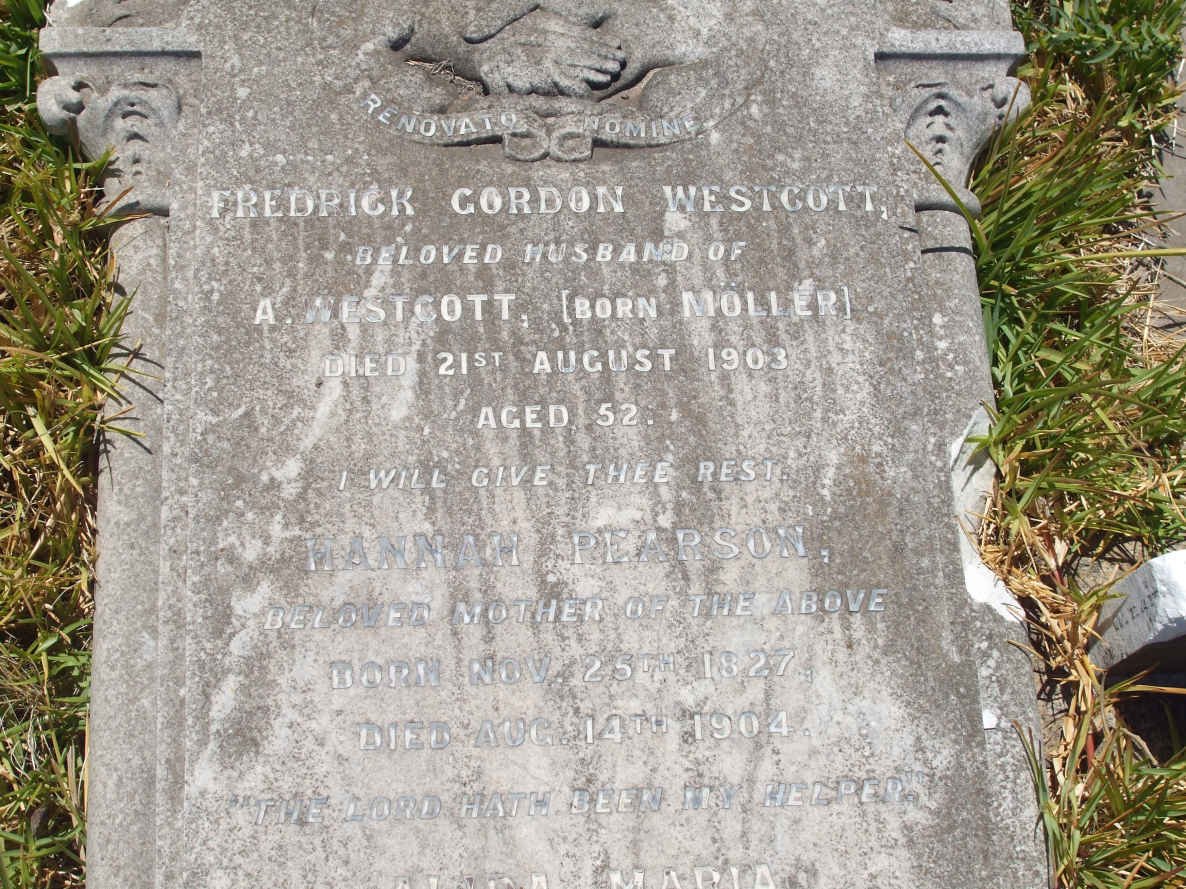 WESTCOTT Fredrick Gordon -1903 ::  PEARSON Hannah 1827-1904