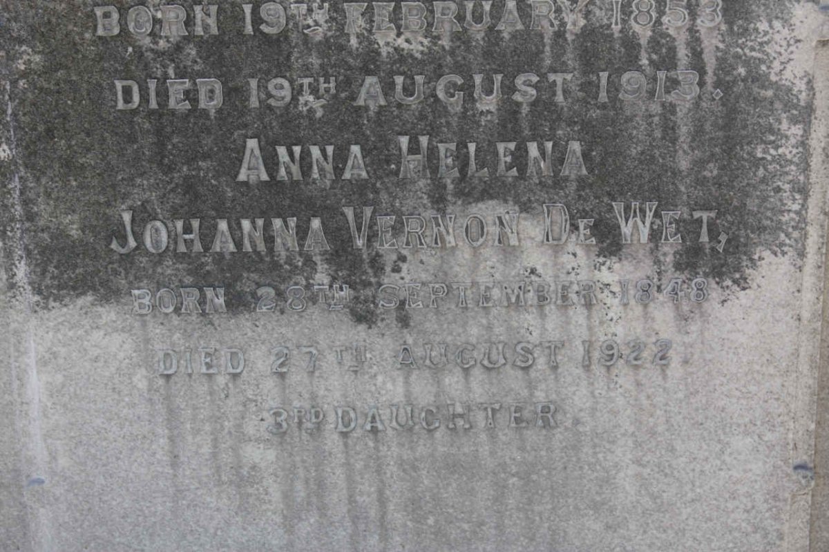WET Anna Helena Johanna Vernon, De 1848-1922