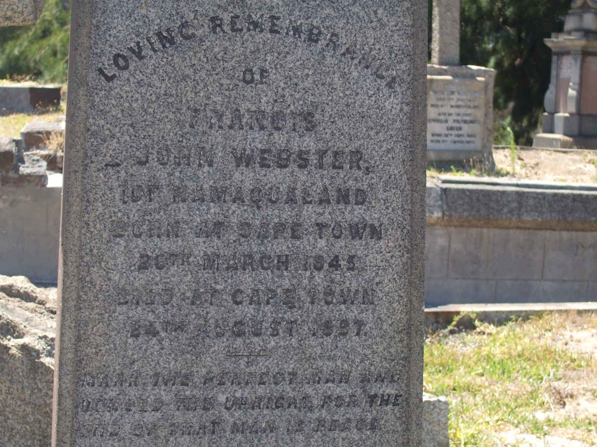 WEBSTER Francis John 1845-1897