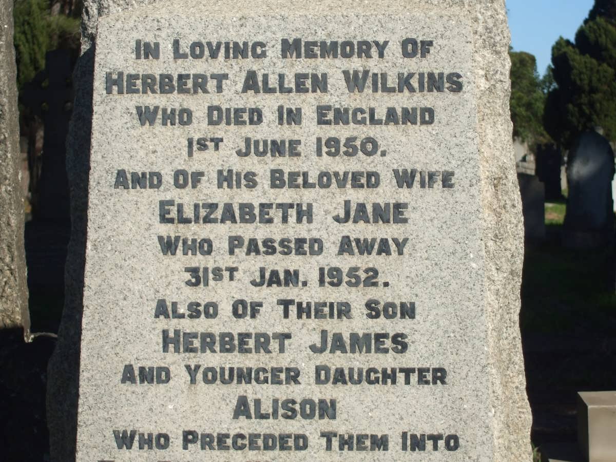 WILKINS Herbert Allen -1950 &amp; Elizabeth Jane -1952 :: WILKINS Herbert James :: WILKINS Alison