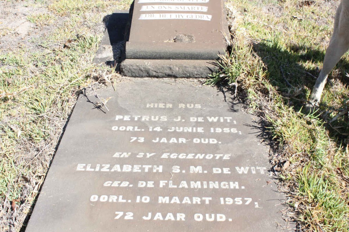 WIT Petrus J., de -1956 &amp; Elizabeth S.M. DE FLAMINGH -1957