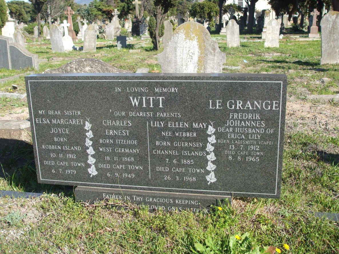 WITT Charles Ernest 1868-1949 &amp; Lily Ellen May WEBBER 1885-1968 :: LE GRANGE Fredrik Johannes 1912-1965