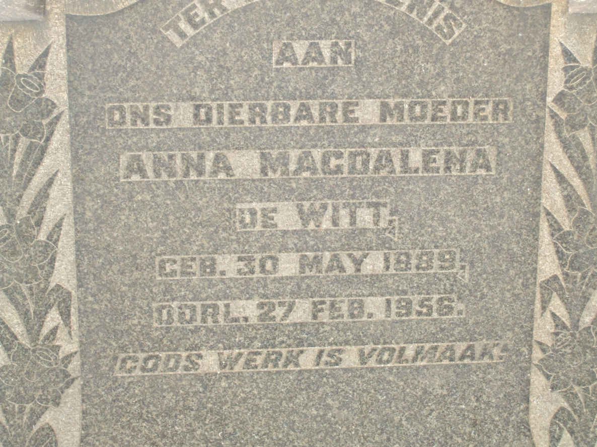 WITT Anna Magdalena, de 1889-1956