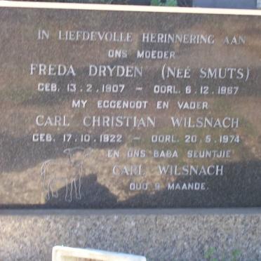 WILSNACH Carl Christian 1922-1974 :: DRYDEN Freda nee SMUTS 1907-1967 :: WILSENACH Carl