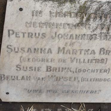 BRINK Petrus Johannes &amp; Susanna Martha DE VILLIERS :: BRINK Susie :: VAN WINSEN Beulah