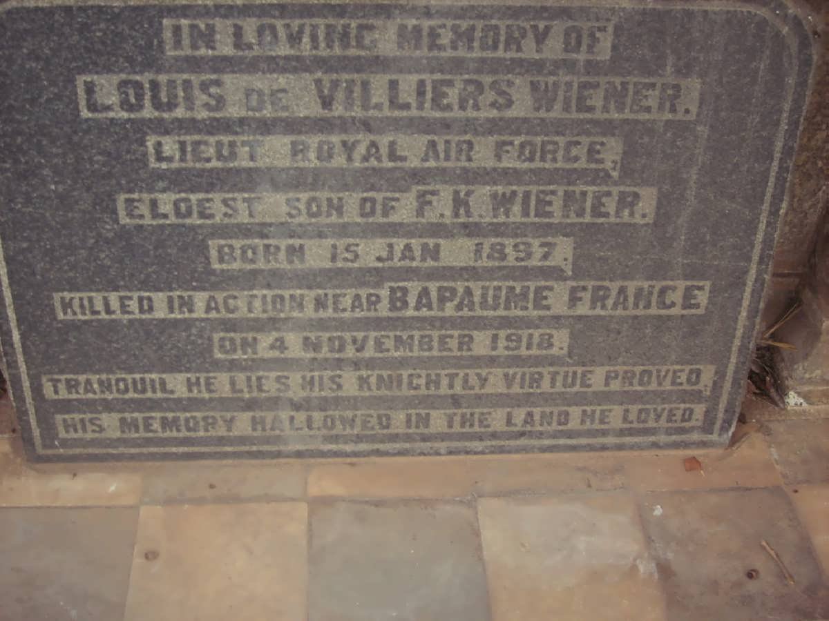 WIENER Louis de Villiers 1897-1918