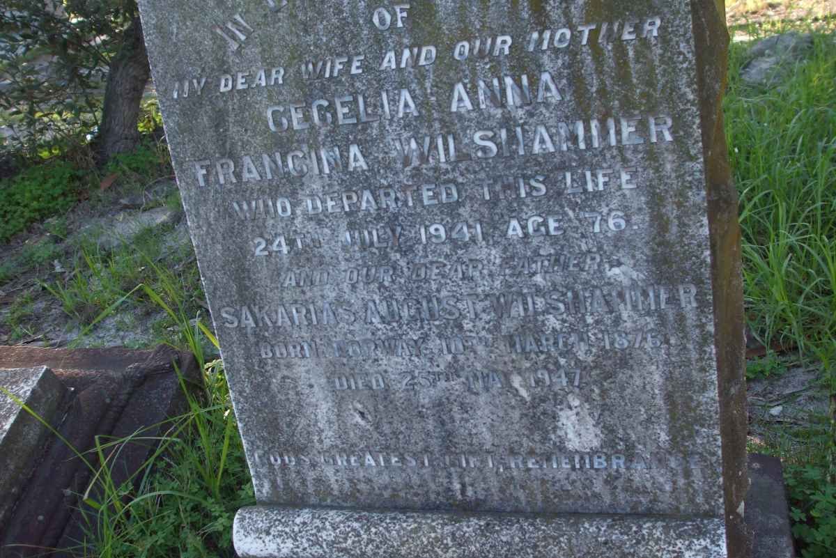 WILSHAMMER Sakarias August 1875-1947 &amp; Cecelia Anna Francina  -1941
