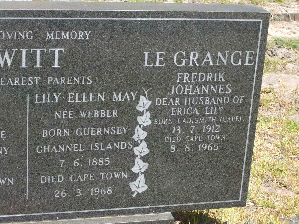 GRANGE Fredrik Johannes, le 1912-1965