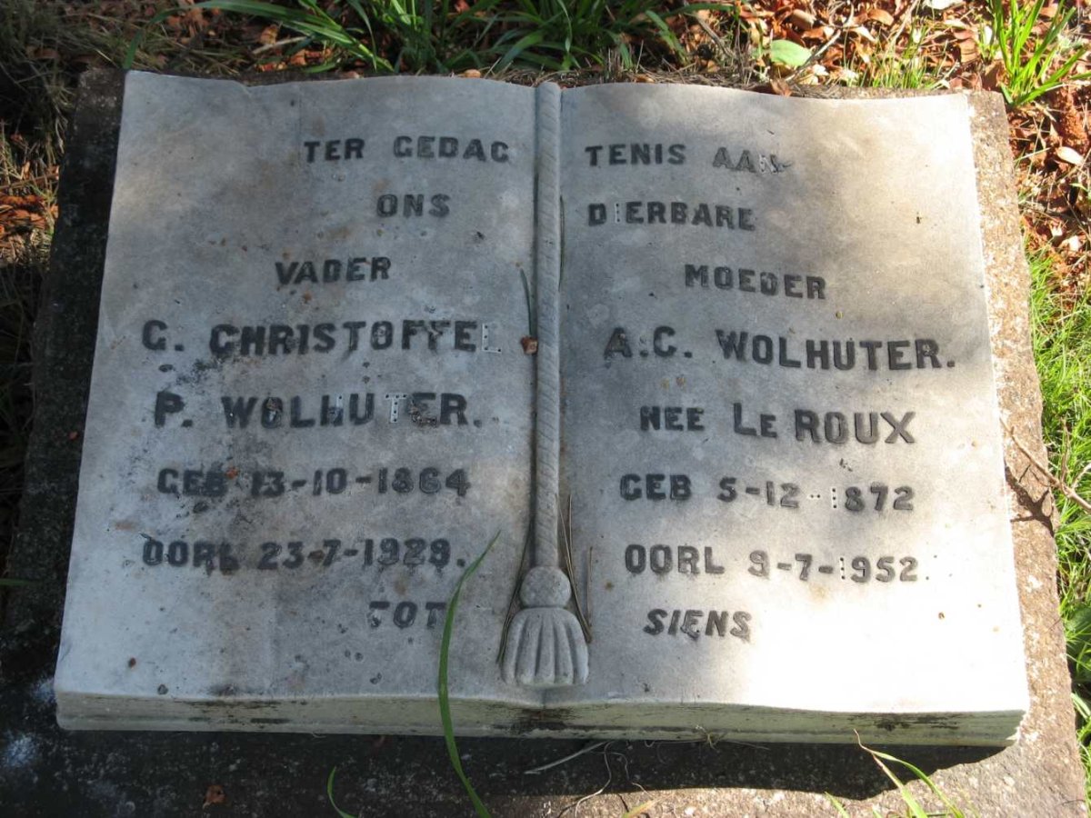 WOLHUTER G. Christoffel P. 1864-1929 &amp; A.C. LE ROUX 1872-1952