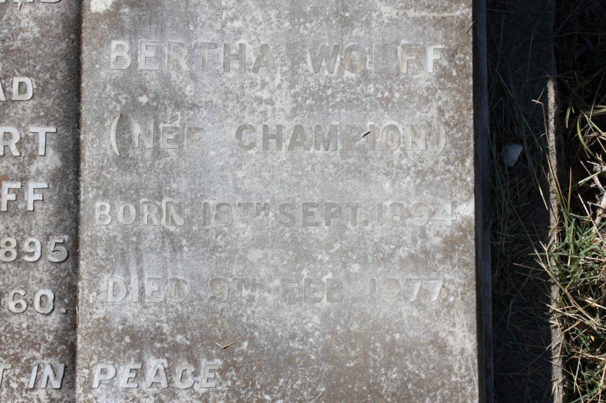 WOLFF Bertha nee CHAMPION 1894-1977