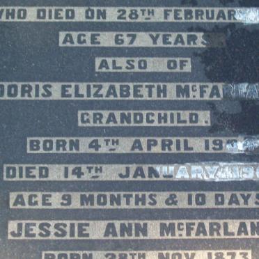 McFARLAND  Doris Elizabeth 1904-1905 