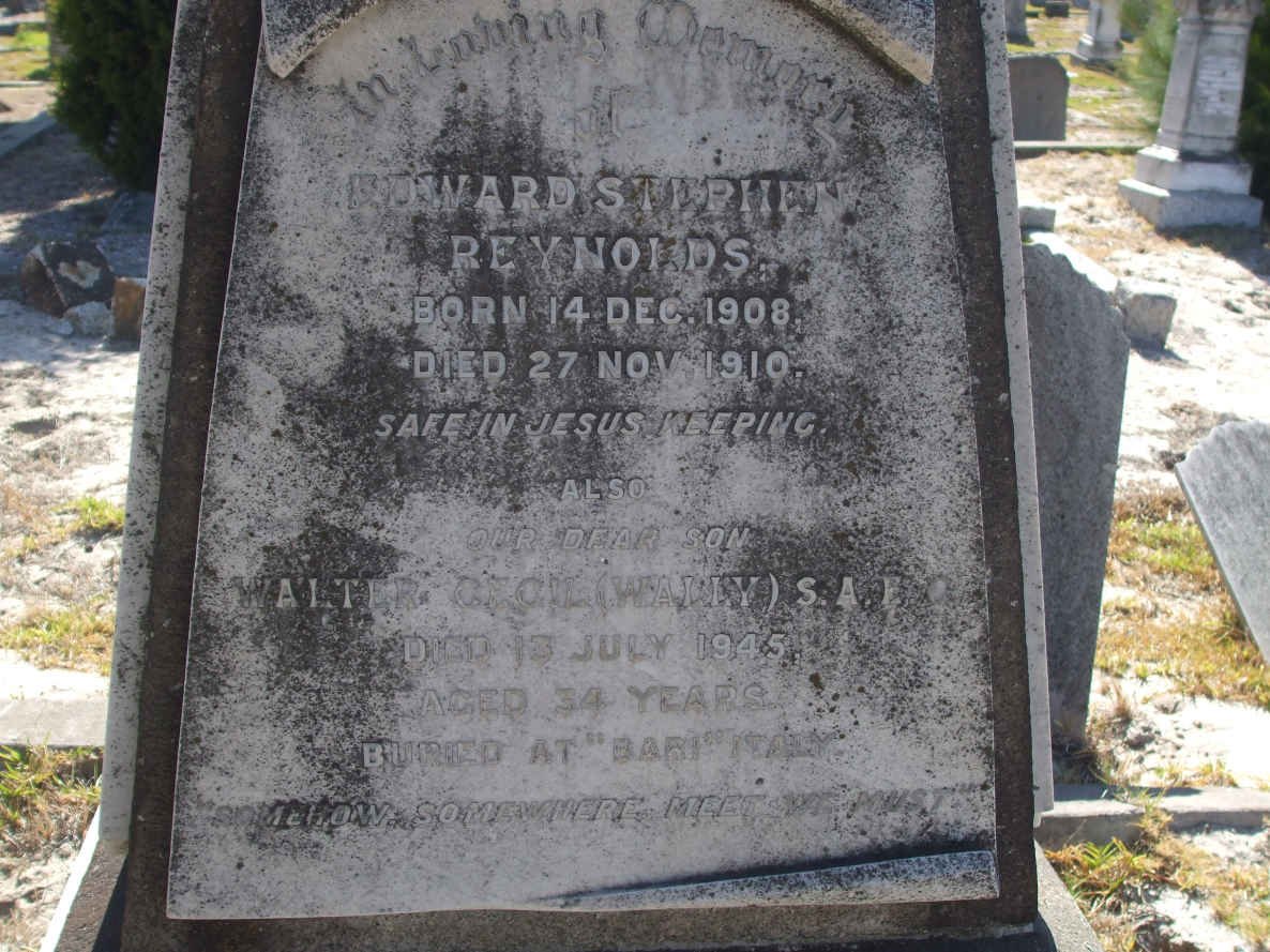REYNOLDS Edwards Stephen 1908-1910  ::  REYNOLDS Walter Cecil -1945