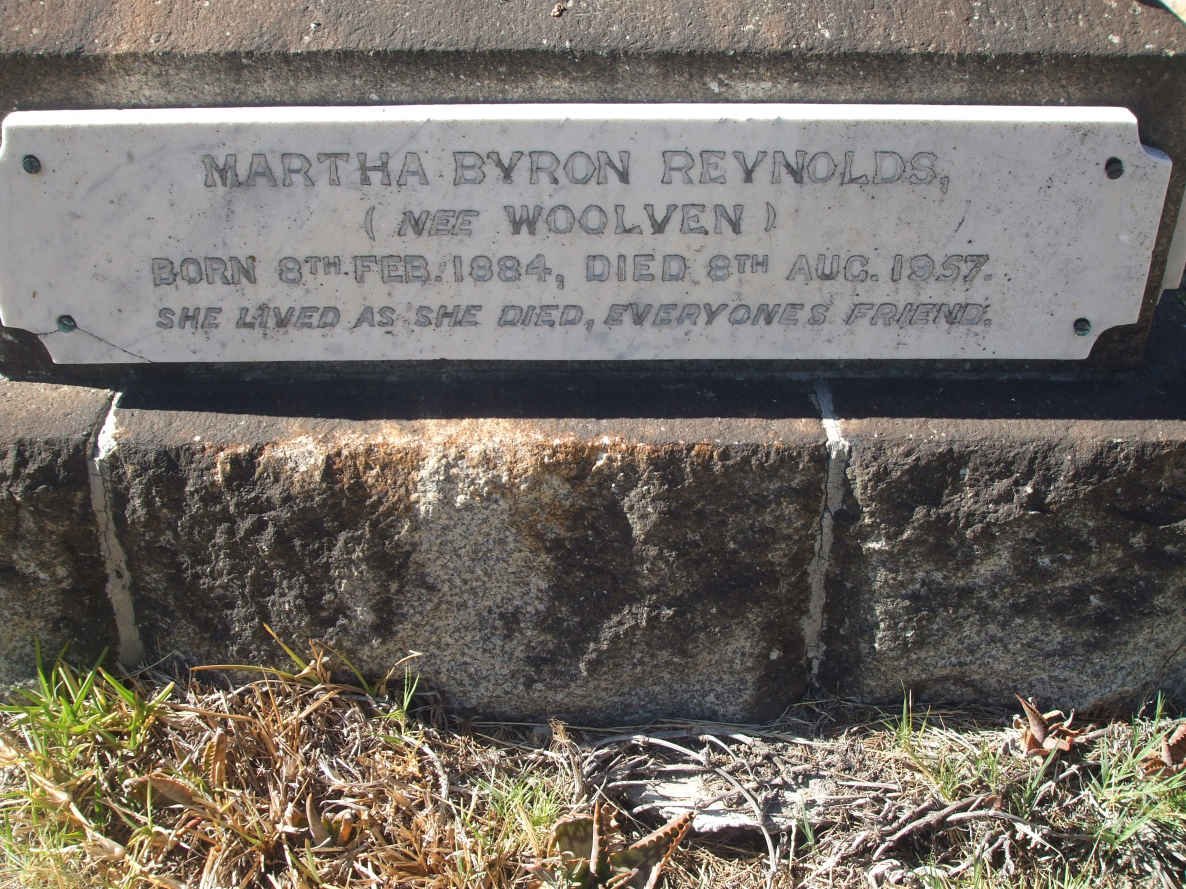 REYNOLDS Martha Byron nee WOOLVEN 1884-1957