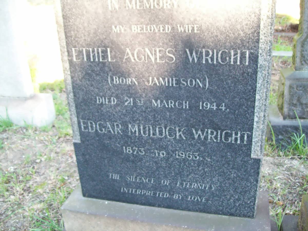 WRIGHT Edgar Mulock 1873-1963 &amp; Ethel Agnes JAMIESON -1944