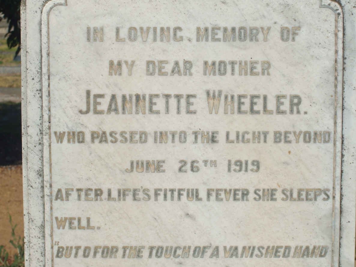 WHEELER Jeannette  -1919