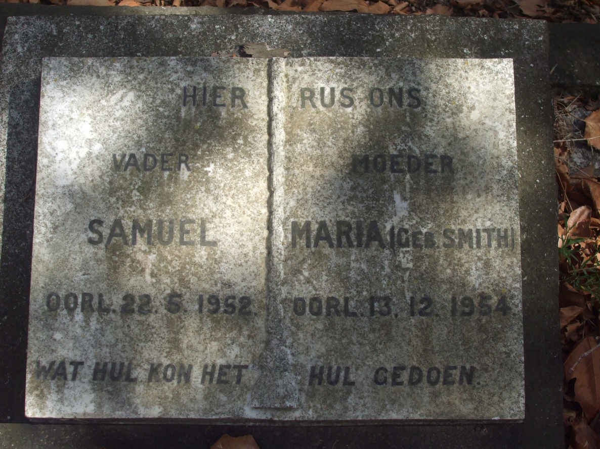WHITE Samuel -1952 &amp; Maria SMITH -1954