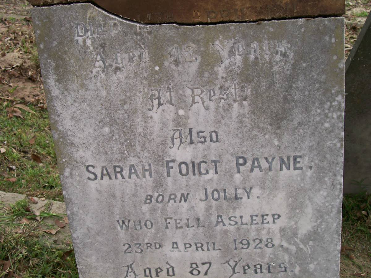 PAYNE Sarah Foigt nee JOLLY -1928
