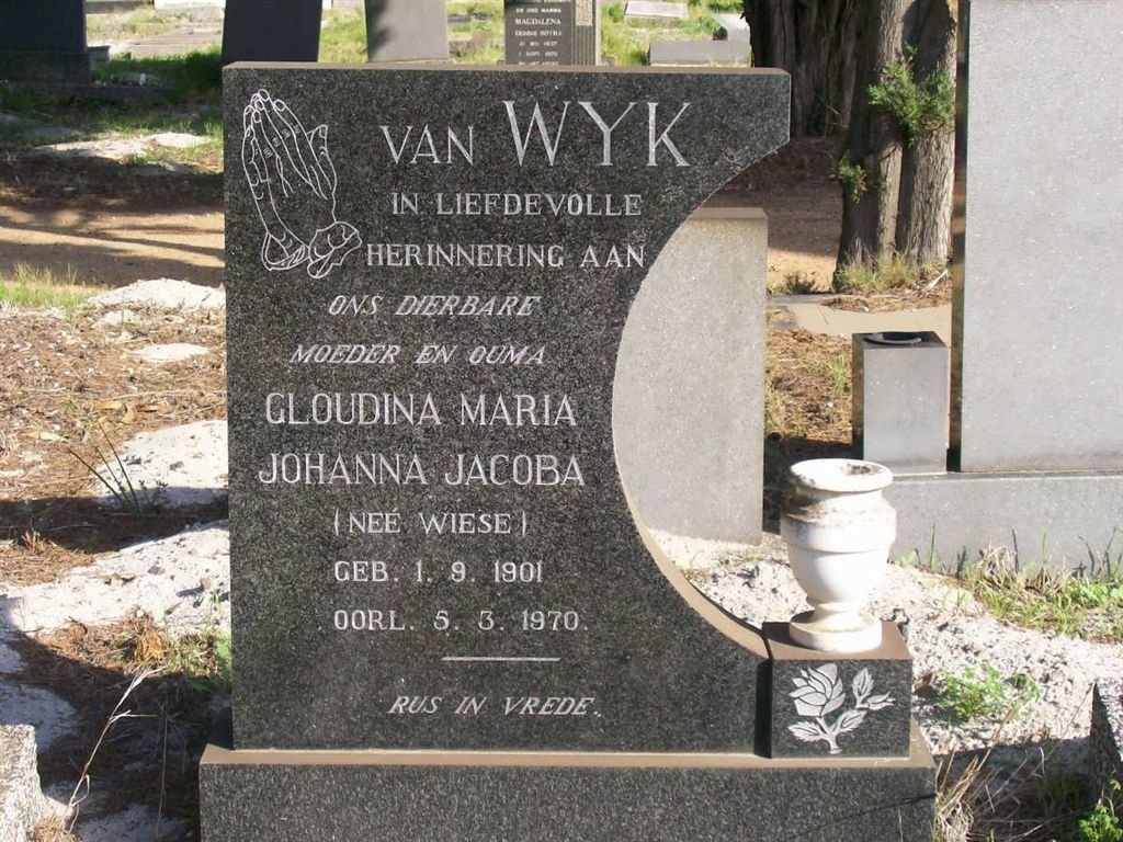 WYK Gloudina Johanna Jacoba ,van nee WIESE 1901-1970