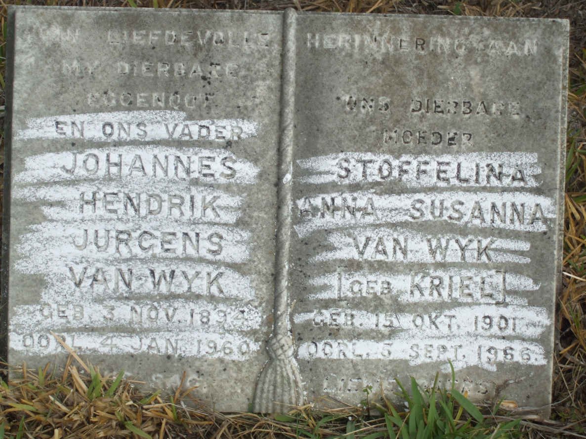 WYK Johannes Hendrik Jurgens, van 1894-1960 &amp; Stoffelina Anna Susanna KRIEL 1901-1966