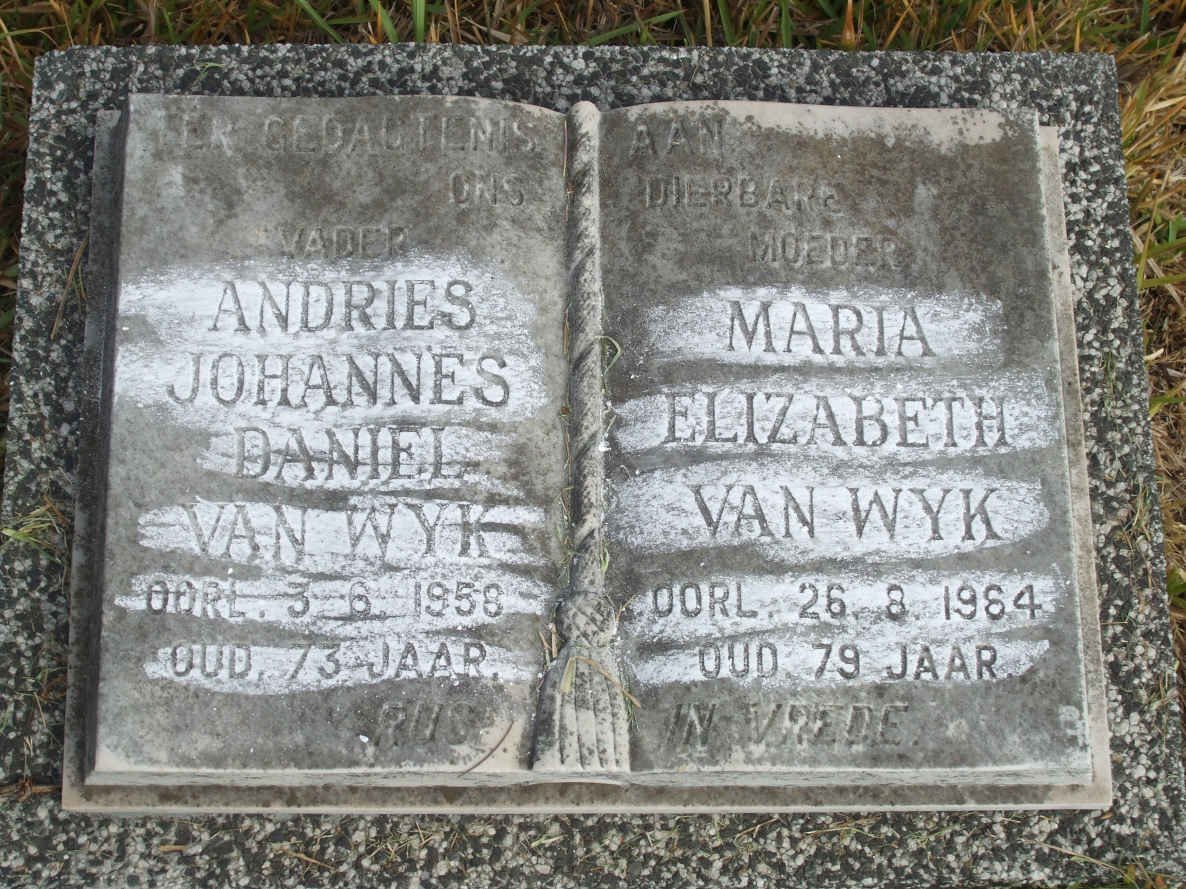WYK Andries Johannes Daniel, van -1958 &amp; Maria Elizabeth -1964