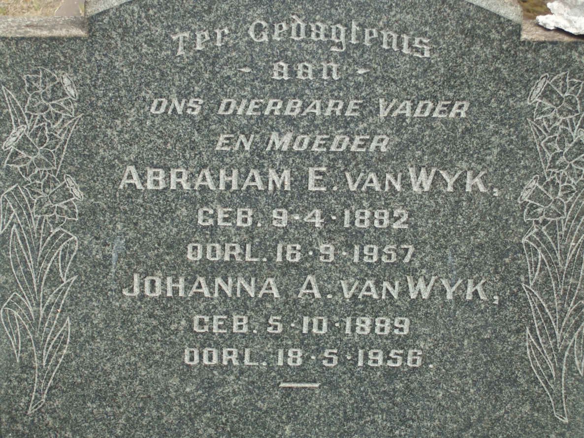 WYK Abraham E., van 1892-1957 &amp; Johanna A. 1889-1956