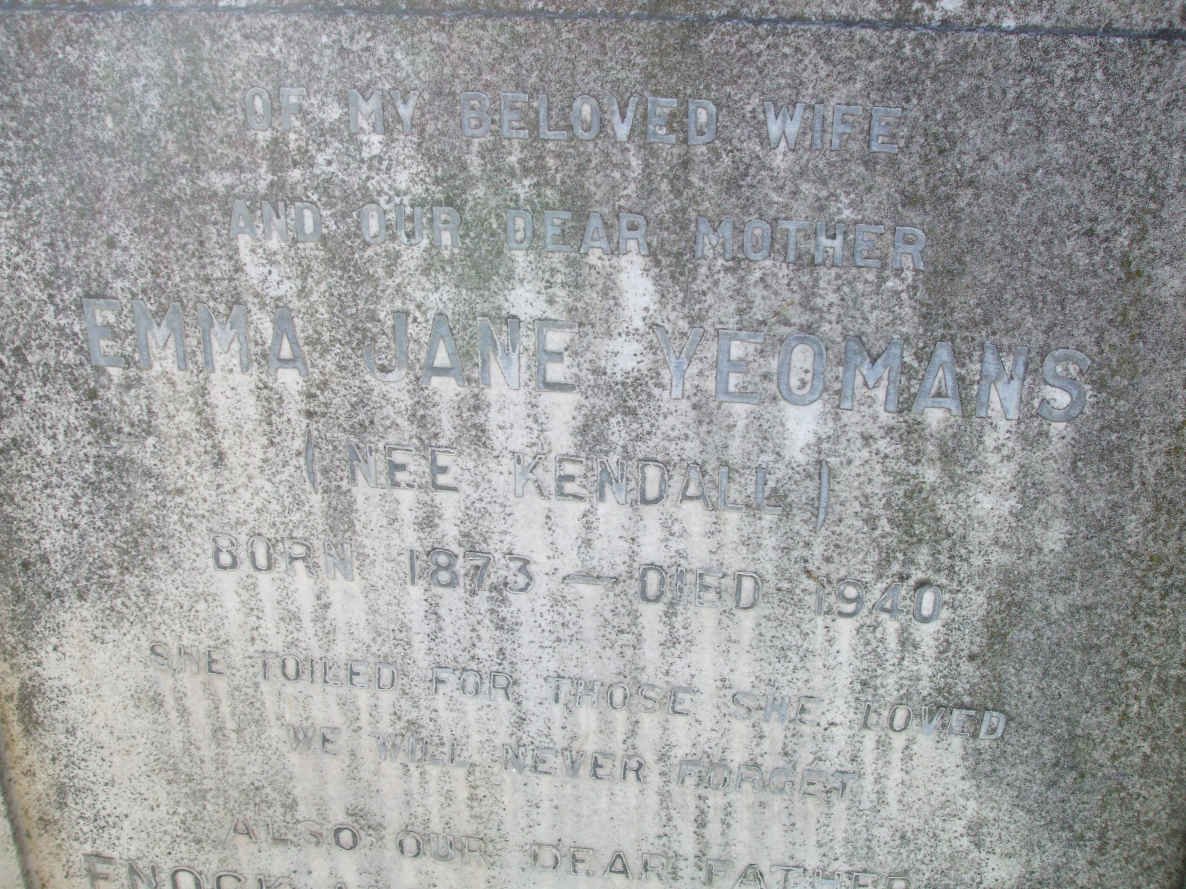 YEOMANS Emma Jane nee KENDALL 1873-1940