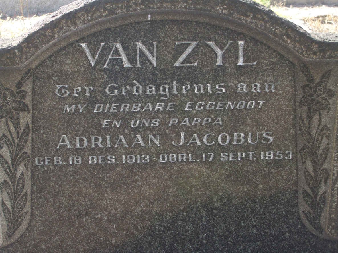 ZYL Adriaan Jacobus, van 1913-1953