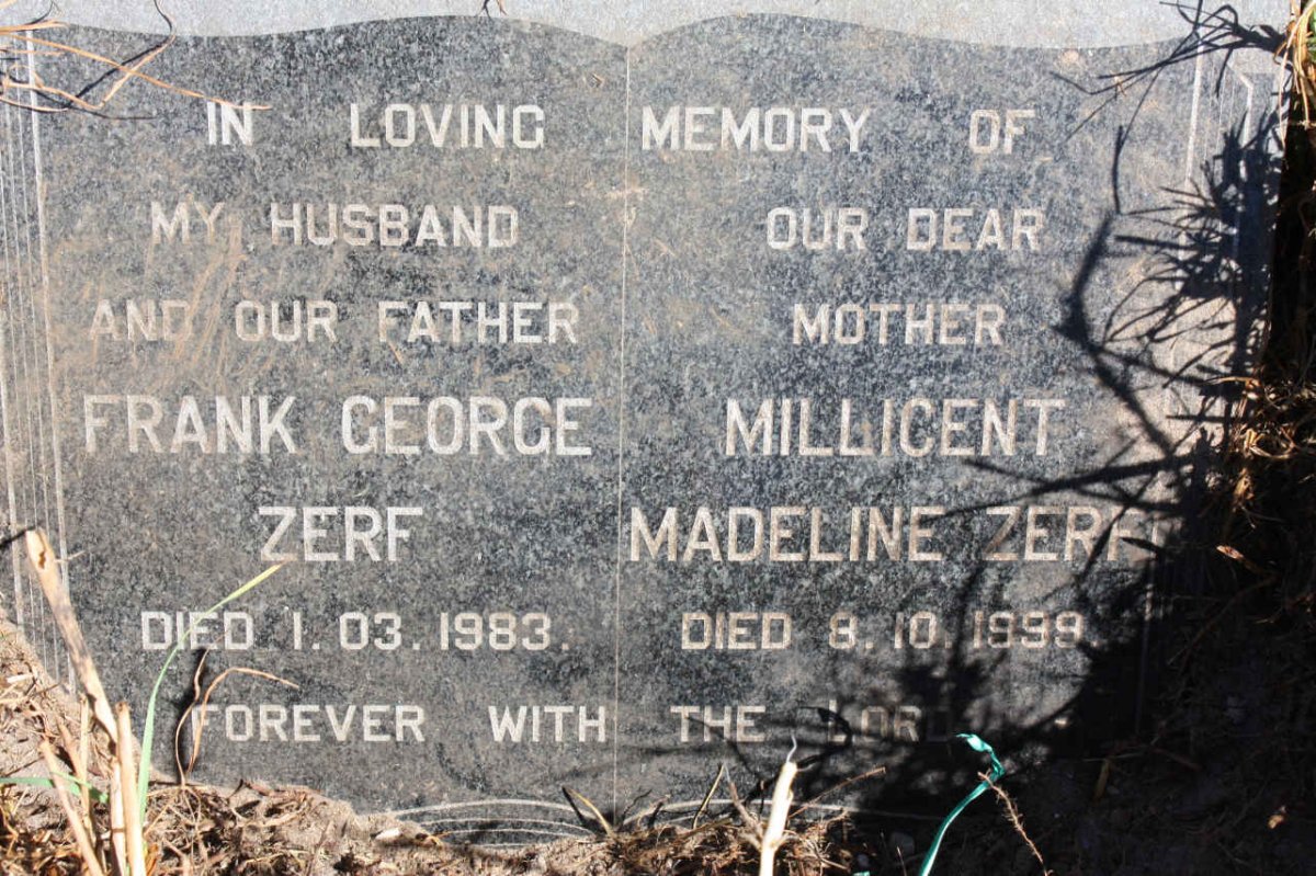 ZERF Frank George -1983 &amp; Millicent Madeline -1999
