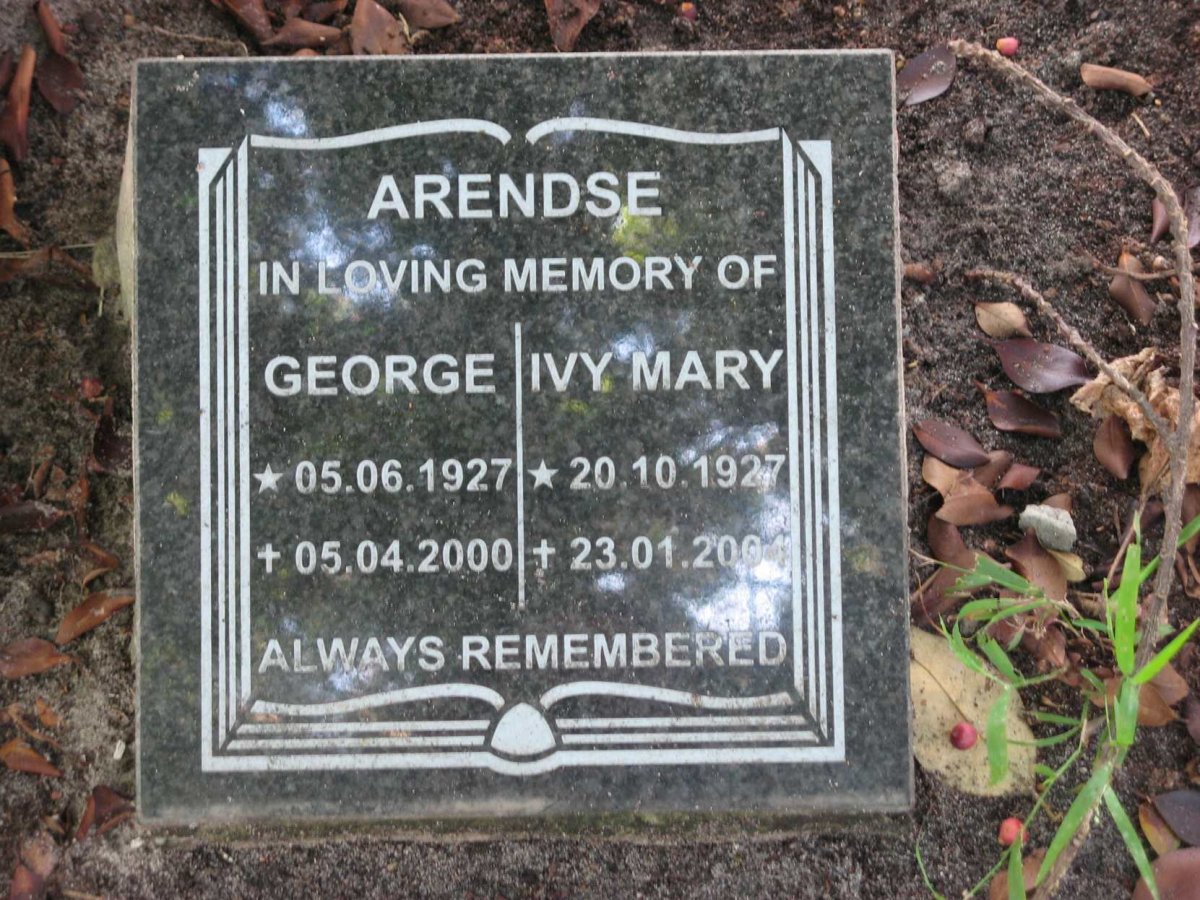 ARENDSE George 1927-2000 &amp; Ivy Mary 1927-2004